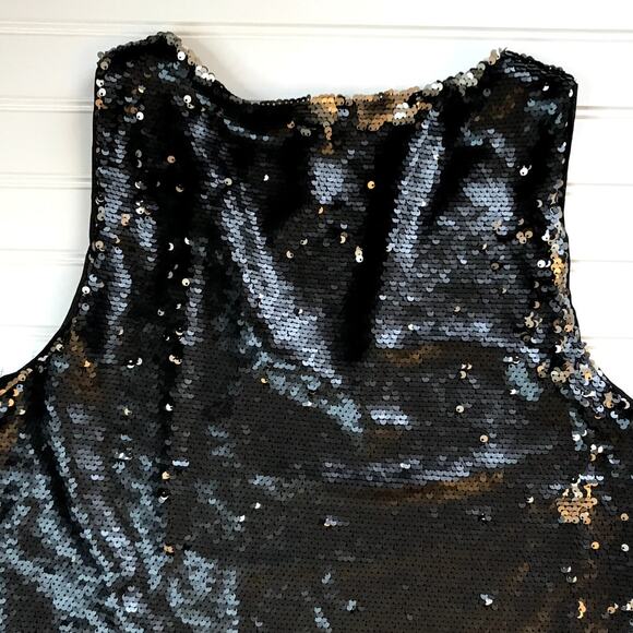 NEXT Black Silver Sequins Sleeveless Mini Party Dress Womens Plus Size 16 - Picture 6 of 7